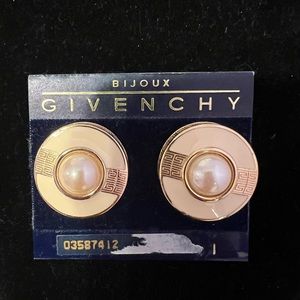Vintage Givenchy gold tone/pearl clip-on earrings.